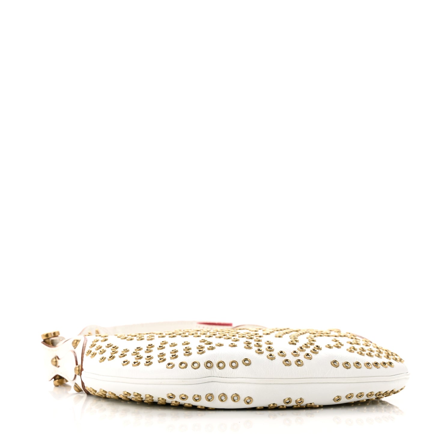 Calfskin Studded Small Pelham Shoulder Bag White