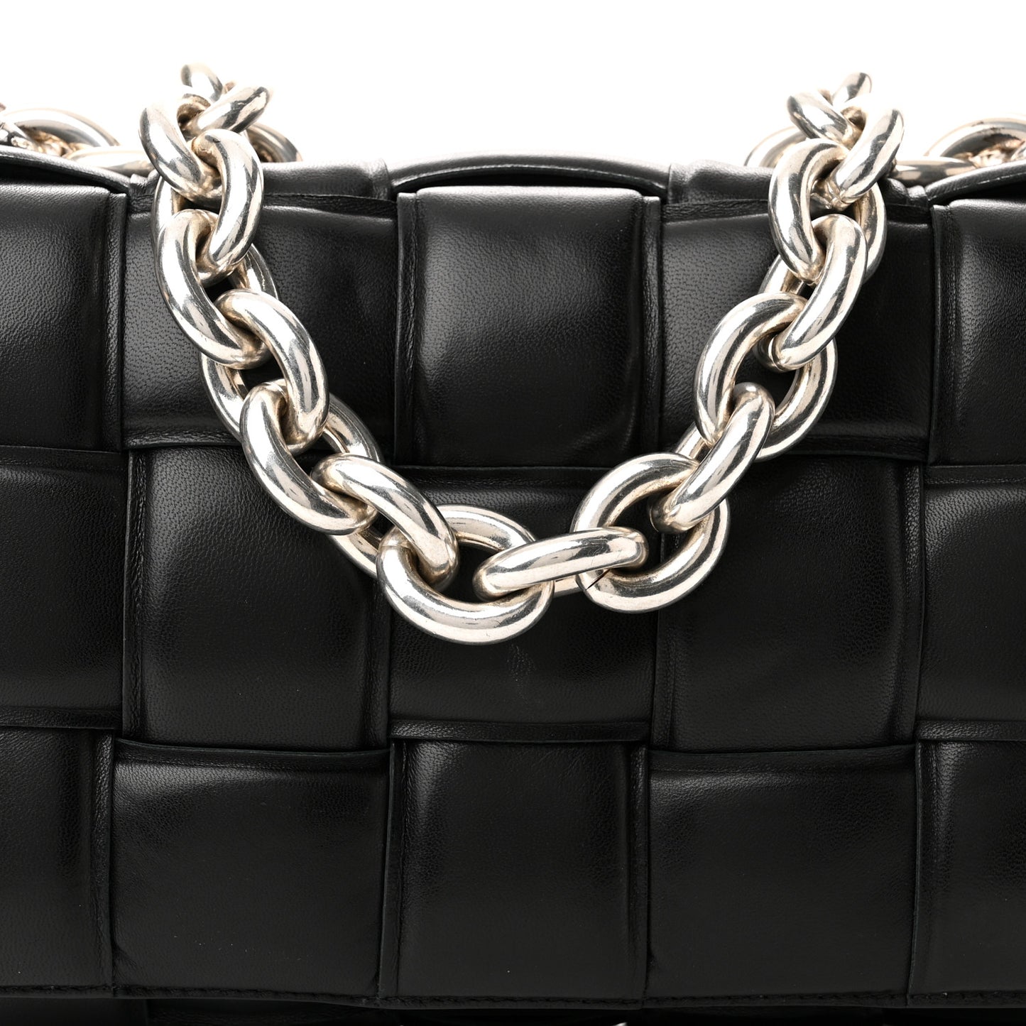 Lambskin Maxi Intreccio Padded Chain Cassette Crossbody Bag Black