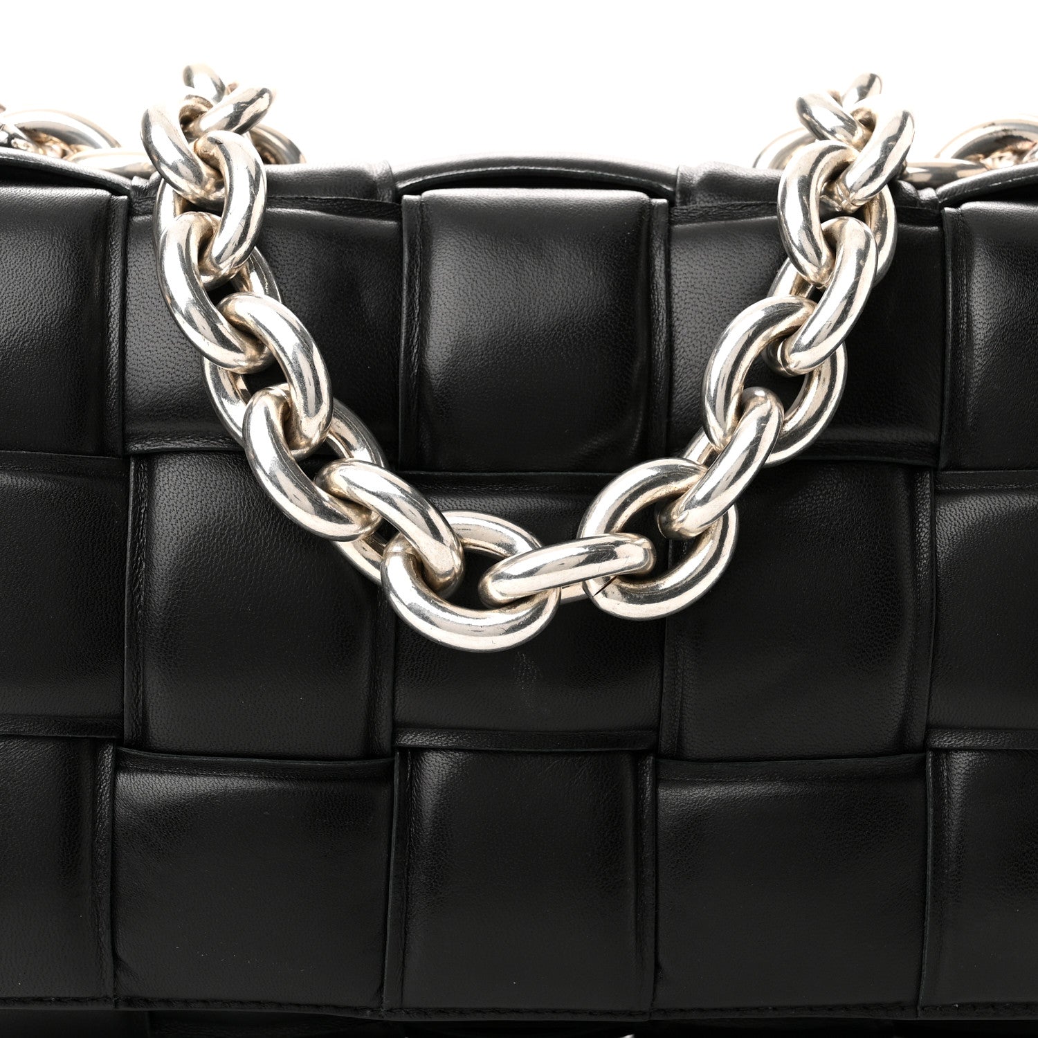 Bottega Veneta Lambskin Maxi Intreccio Padded Chain Cassette Crossbody Bag Black 8 of 10