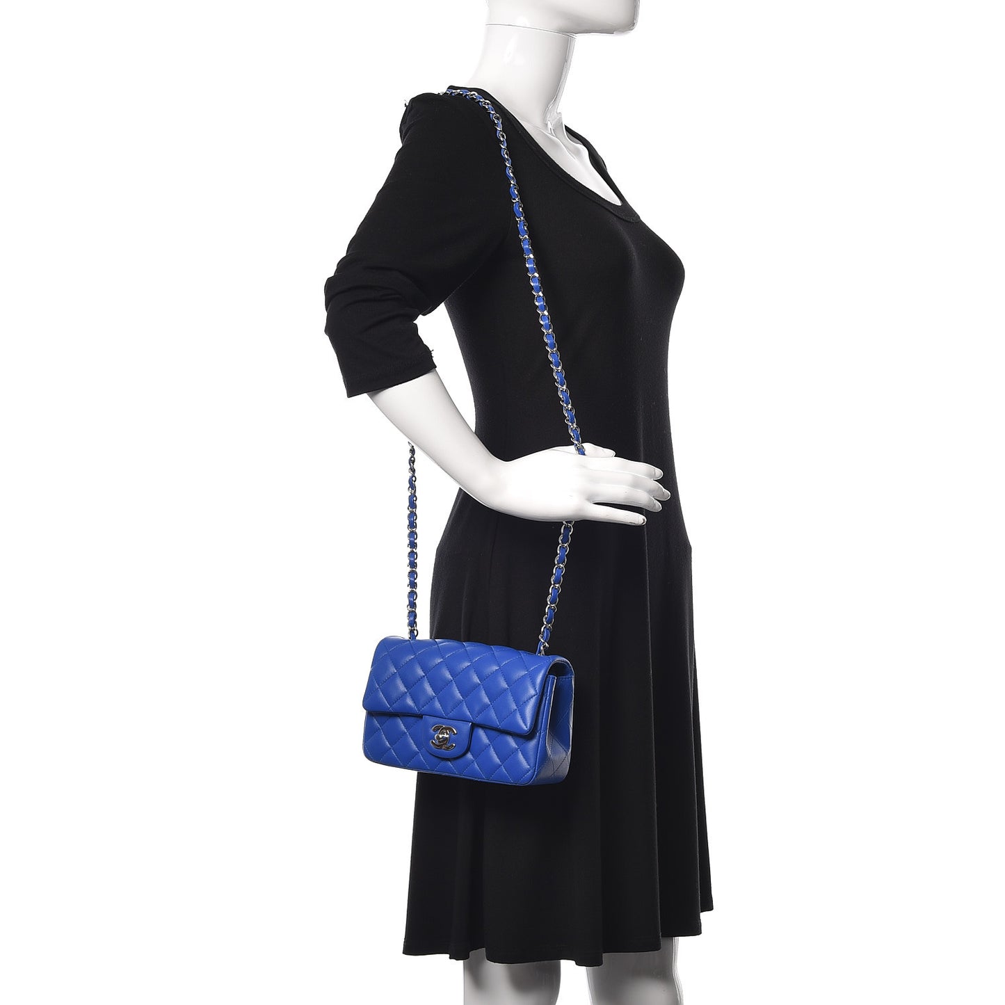 Lambskin Quilted Mini Rectangular Flap Blue