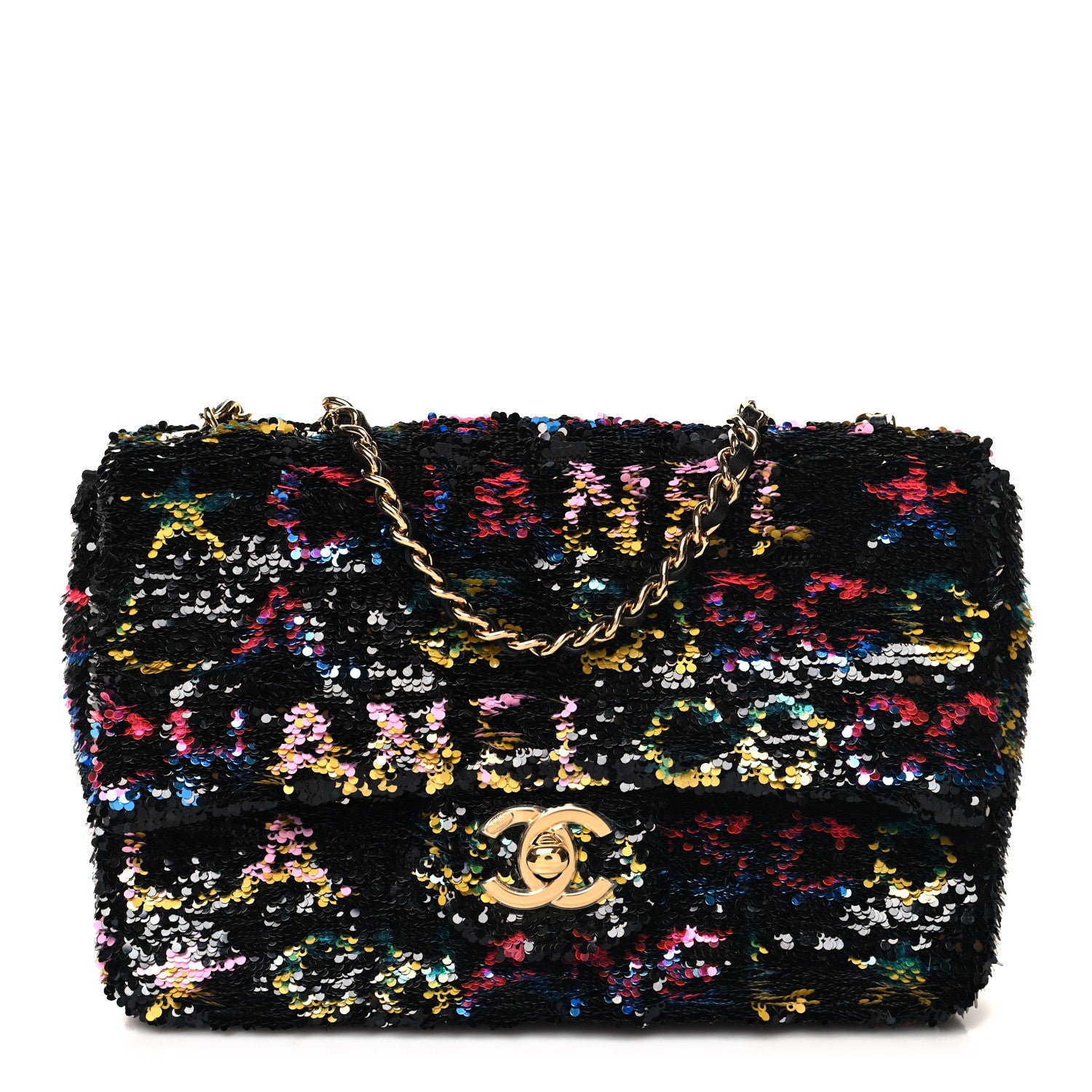 Chanel Sequin Logo CC Small Single Flap Black Multicolor 1 of 11