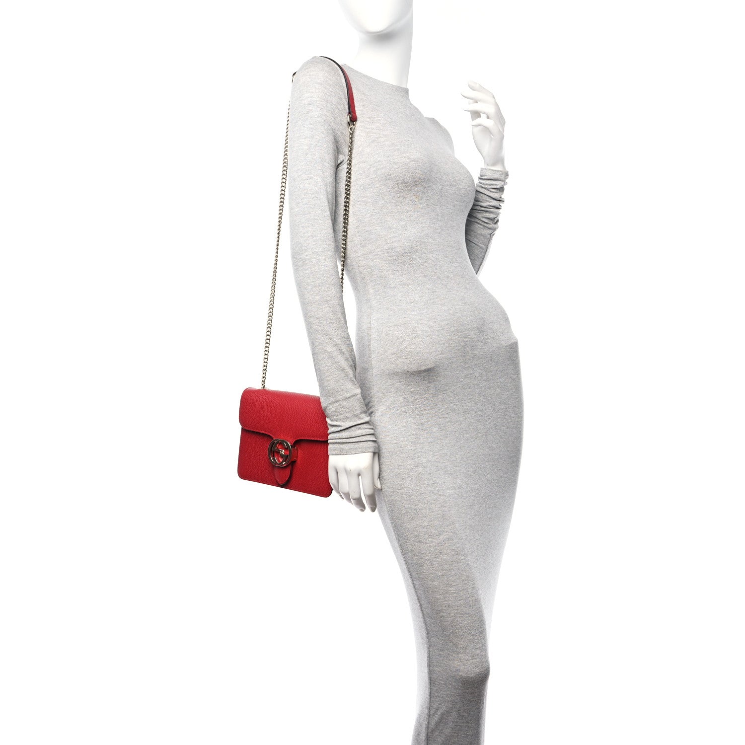 Gucci Dollar Calfskin Small Interlocking G Shoulder Bag Red 2 of 10