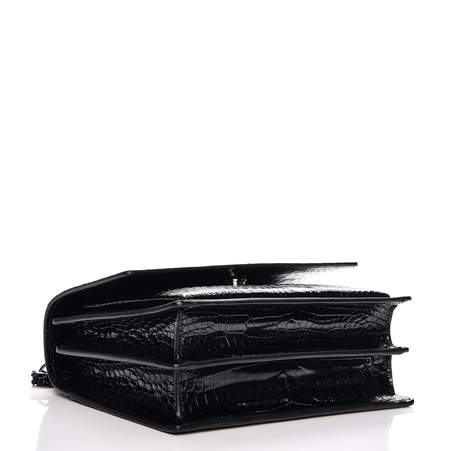 Calfskin Crocodile Embossed Medium Monochrome Monogram Sunset Black