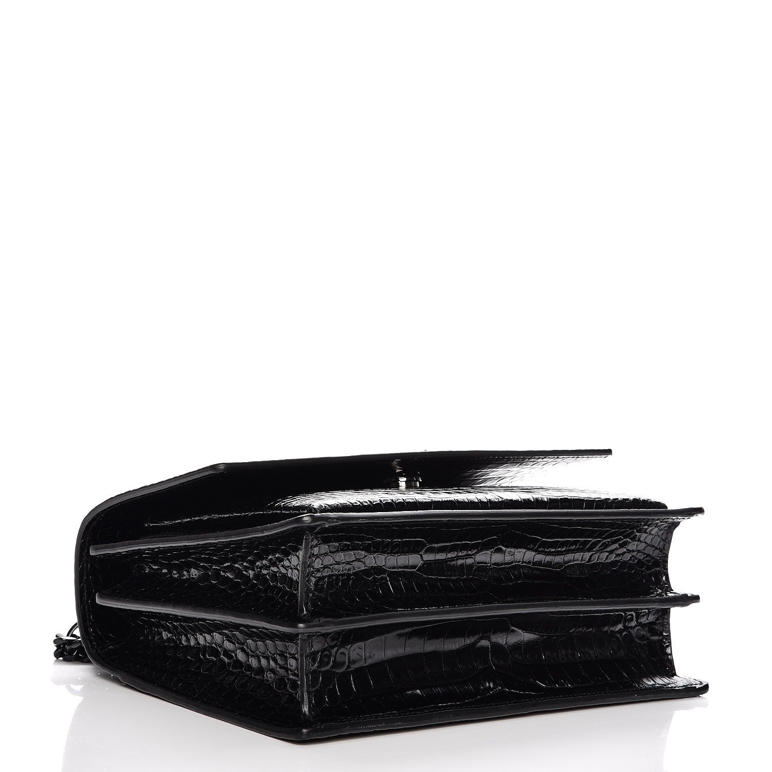 Saint Laurent Calfskin Crocodile Embossed Medium Monochrome Monogram Sunset Black 4 of 7