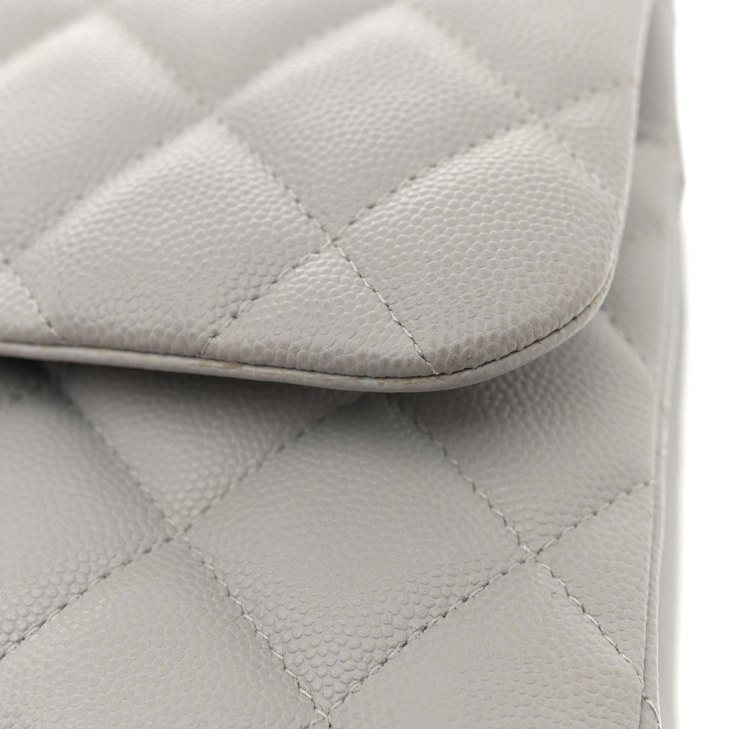 Caviar Quilted Jumbo Double Flap Grey