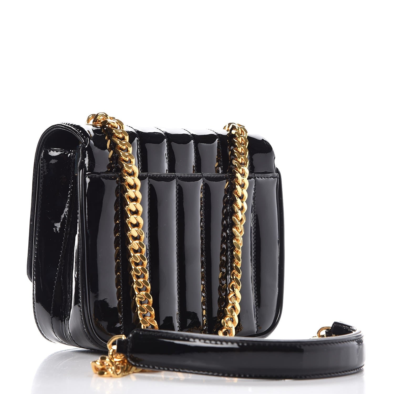 Saint Laurent Patent Calfskin Matelasse Monogram Small Vicky Chain Bag Black 3 of 8
