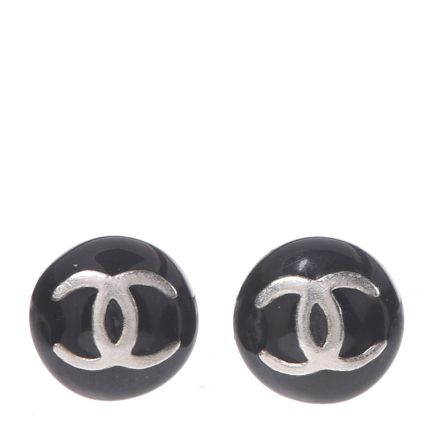 Resin CC Stud Earrings Black