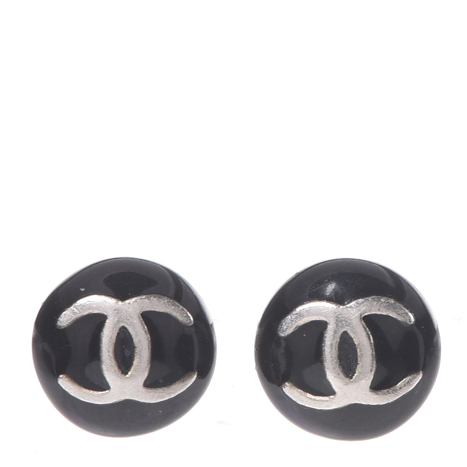 Chanel Resin CC Stud Earrings Black 1 of 6