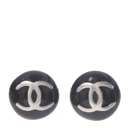 Chanel Resin CC Stud Earrings Black 1 of 6