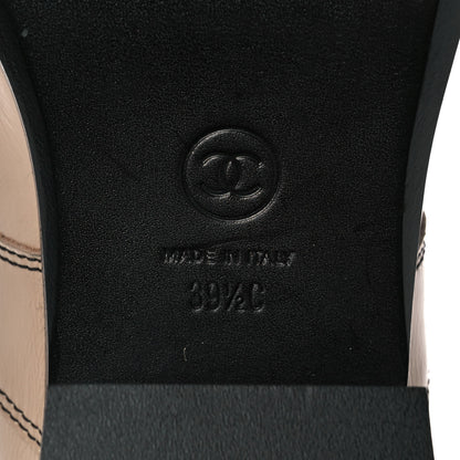 Chanel Patent Calfskin CC Lace Up Short Boots 39.5 Beige Black 6 of 7