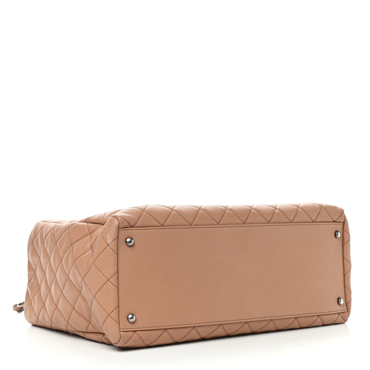 Caviar Quilted Large Coco Handle Shopping Tote Beige