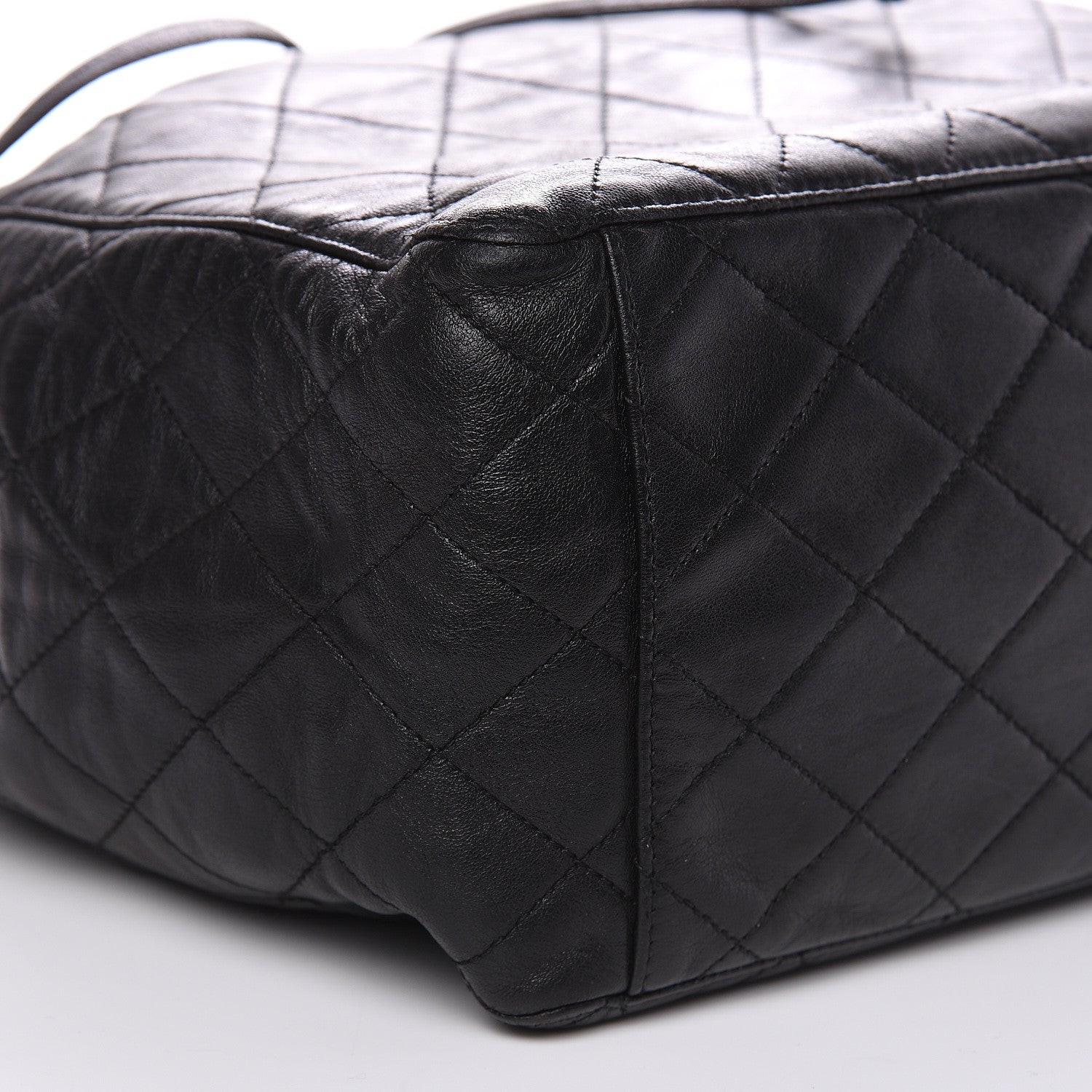 Chanel Lambskin Quilted Drawstring Bucket Bag Black 7 of 14