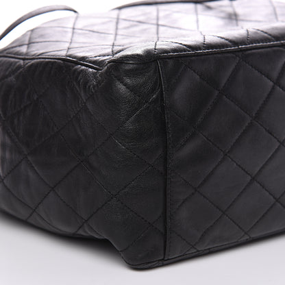 Chanel Lambskin Quilted Drawstring Bucket Bag Black 7 of 14