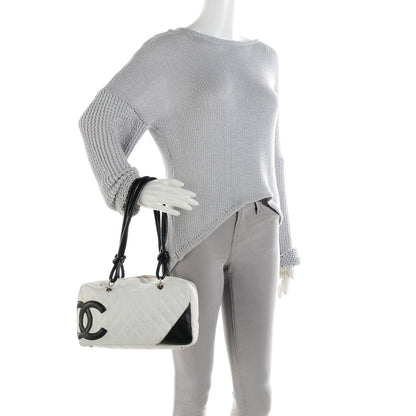 Chanel Calfskin Quilted Large Cambon Bowler White Black 2 of 11