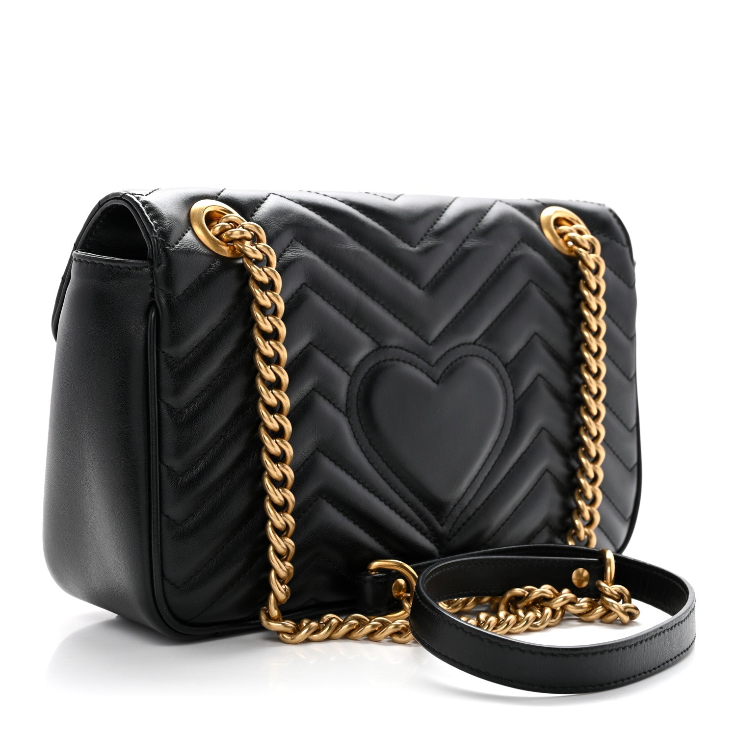 Gucci Calfskin Matelasse Small GG Marmont Shoulder Bag Black 3 of 11