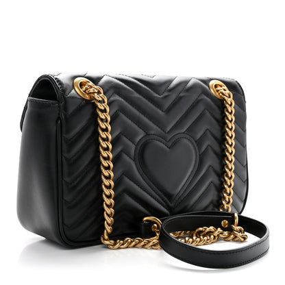 Gucci Calfskin Matelasse Small GG Marmont Shoulder Bag Black 3 of 11