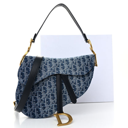 Christian Dior Denim Oblique Jacquard Saddle Bag With Strap Blue 12 of 12
