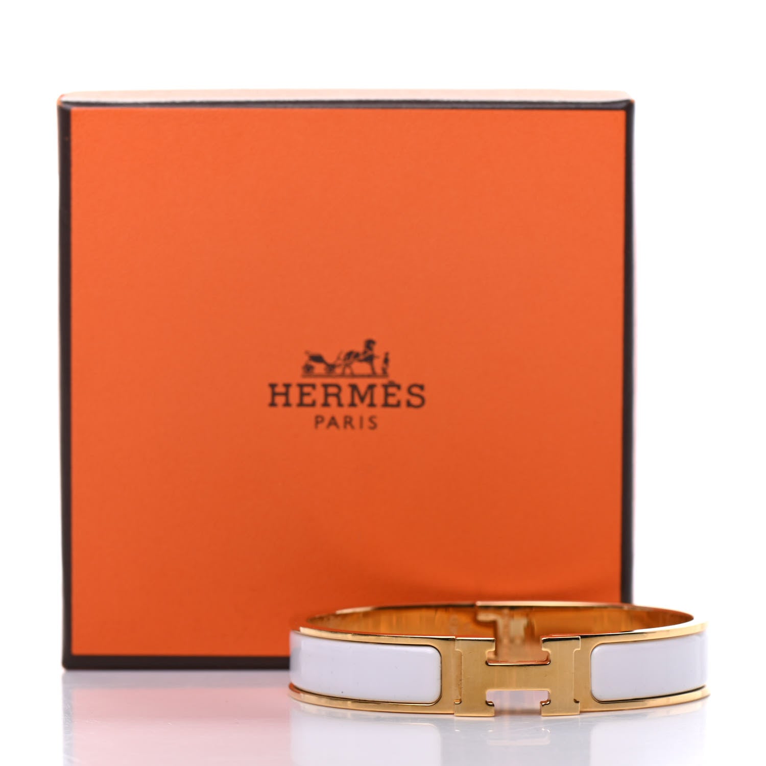 Hermes Enamel Narrow Clic Clac H Bracelet PM White 5 of 5
