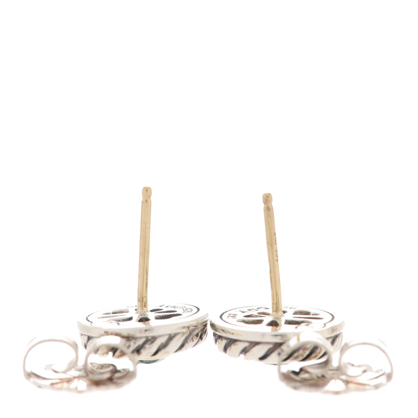 Sterling Silver 14K Yellow Gold Blue Topaz Cookie Cable Earrings