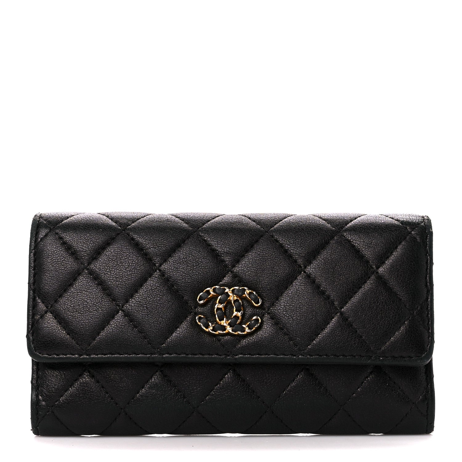 Chanel Lambskin Quilted Medium Chanel 19 Flap Wallet Black 1 of 12