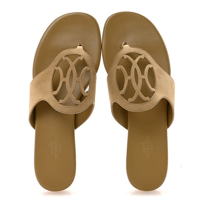Hermes Suede Goatskin Mage Sandals 38 Beige Albatre 2 of 10