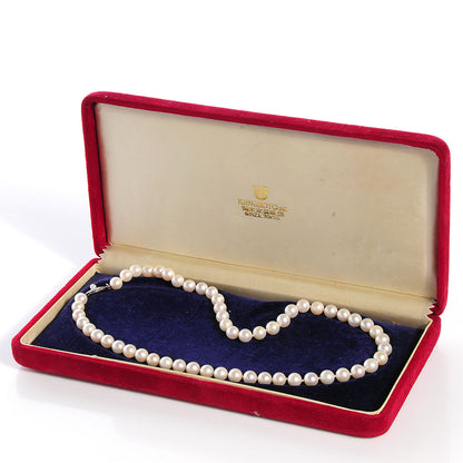 Mikimoto 18k White Gold Cultured Akoya 6.5mm Pearl Strand Necklace 16 7 of 7