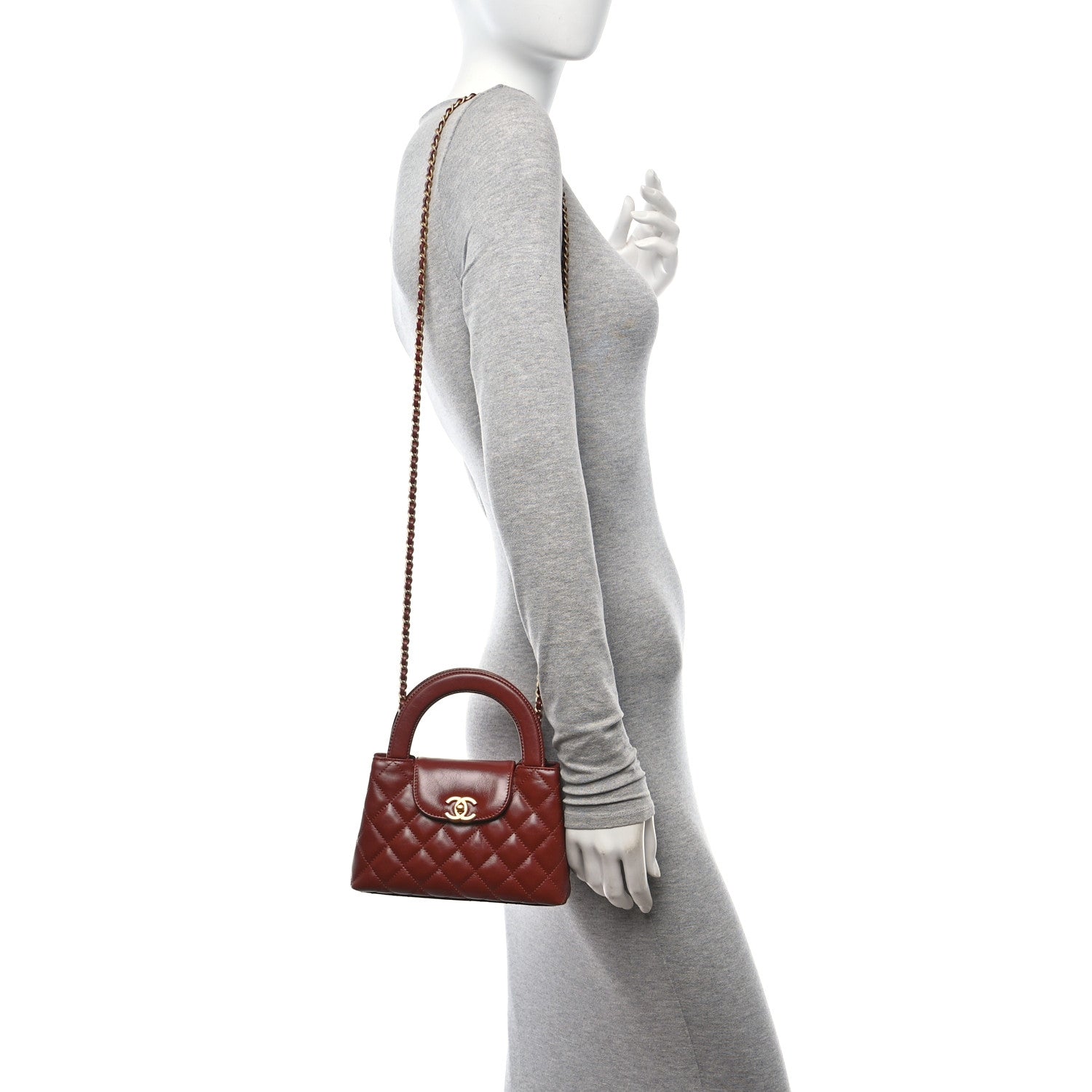 Chanel Shiny Aged Calfskin Quilted Nano Kelly Shopper Brown 2 of 10