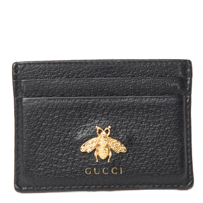 Gucci Pebbled Calfskin Animalier Card Holder Black 1 of 5