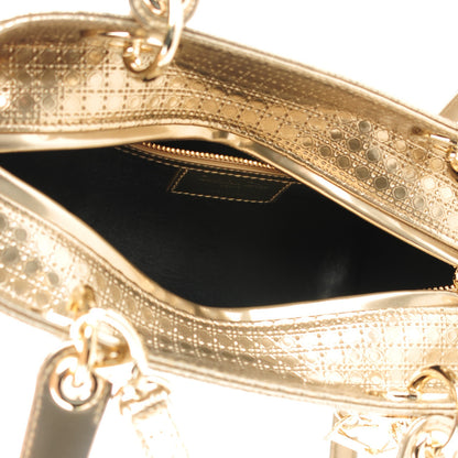 Christian Dior Metallic Patent Micro-Cannage Medium Lady Dior Champagne 5 of 7
