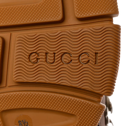 Gucci X SEGA Suede Calfskin GG Monogram Mens Flashtrek Sneakers 8.5 New Cuir Beige Ruggine 8 of 9