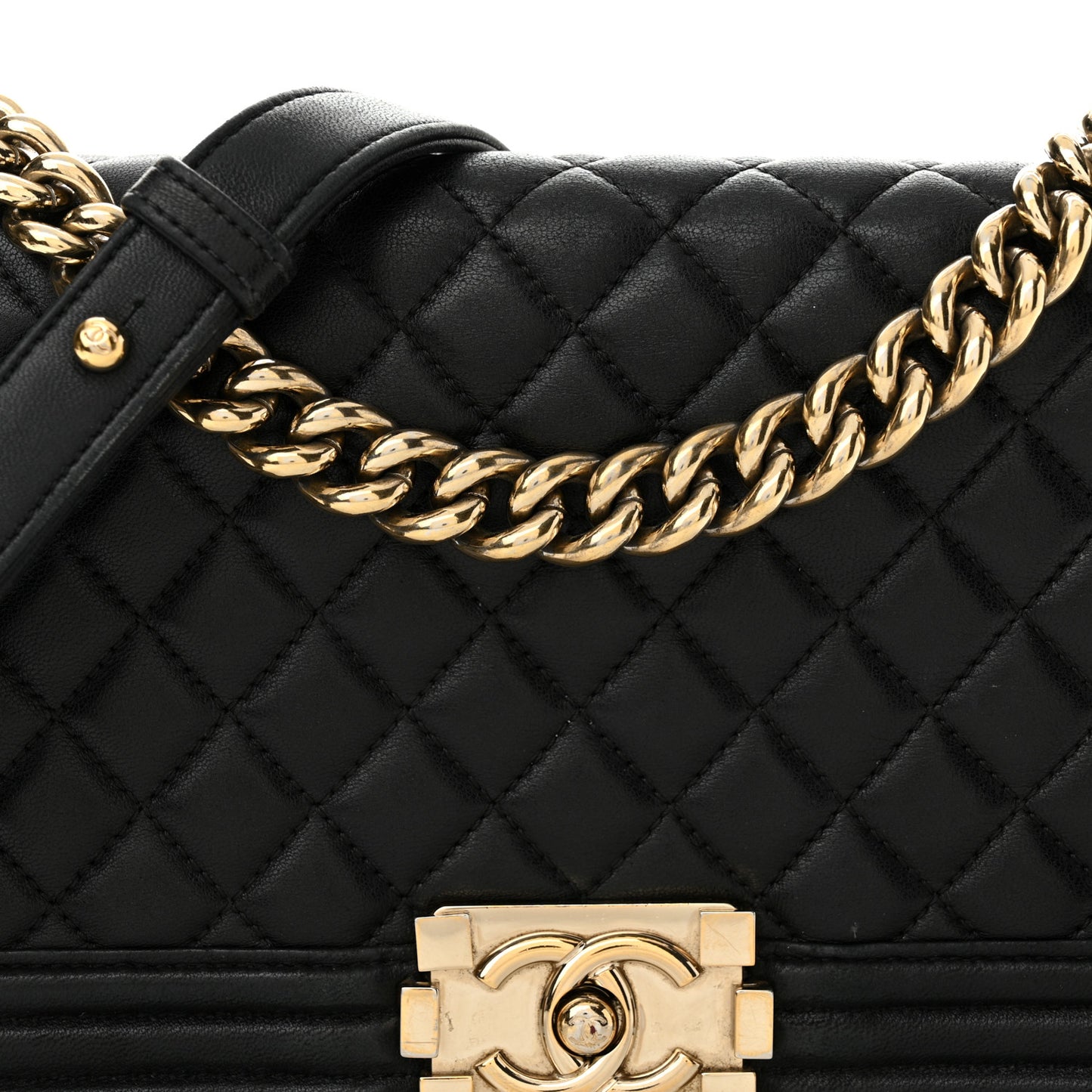 Lambskin Quilted Medium Boy Flap Black