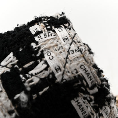 Chanel Tweed Quilted Wallet On Chain WOC Black Ecru White 14 of 14