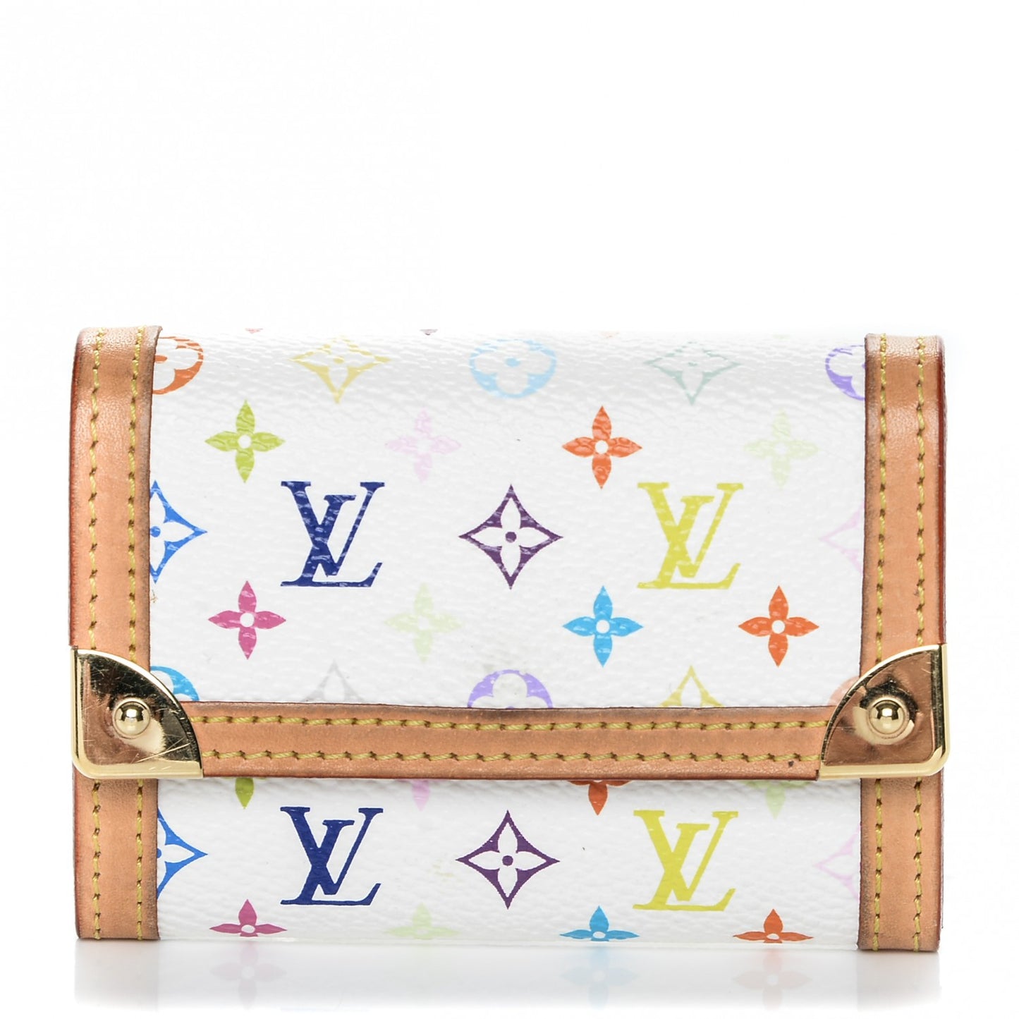 Monogram Multicolor Porte-Monnaie Plat Coin Purse White