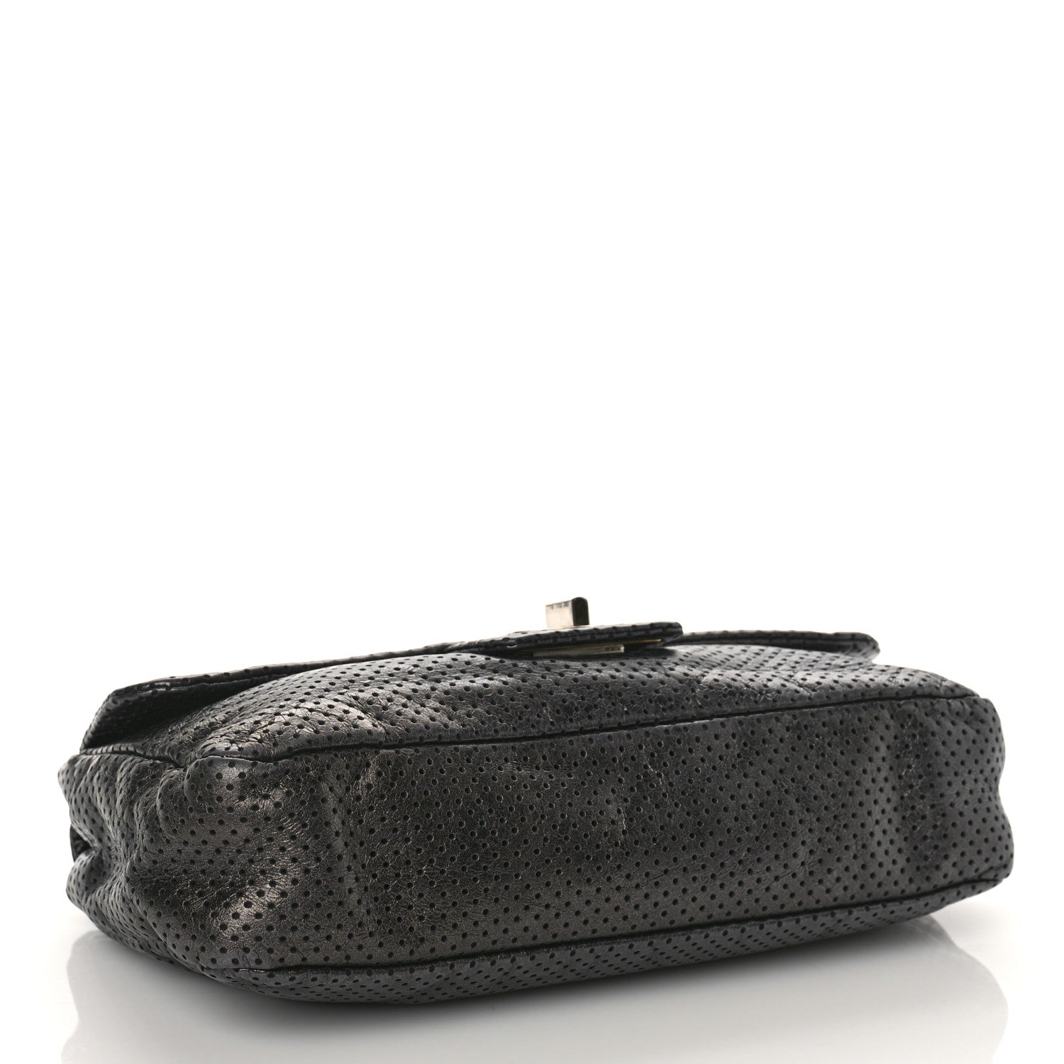 Chanel Metallic Crackled Calfskin Large Perforated Drill Flap Black 4 of 8