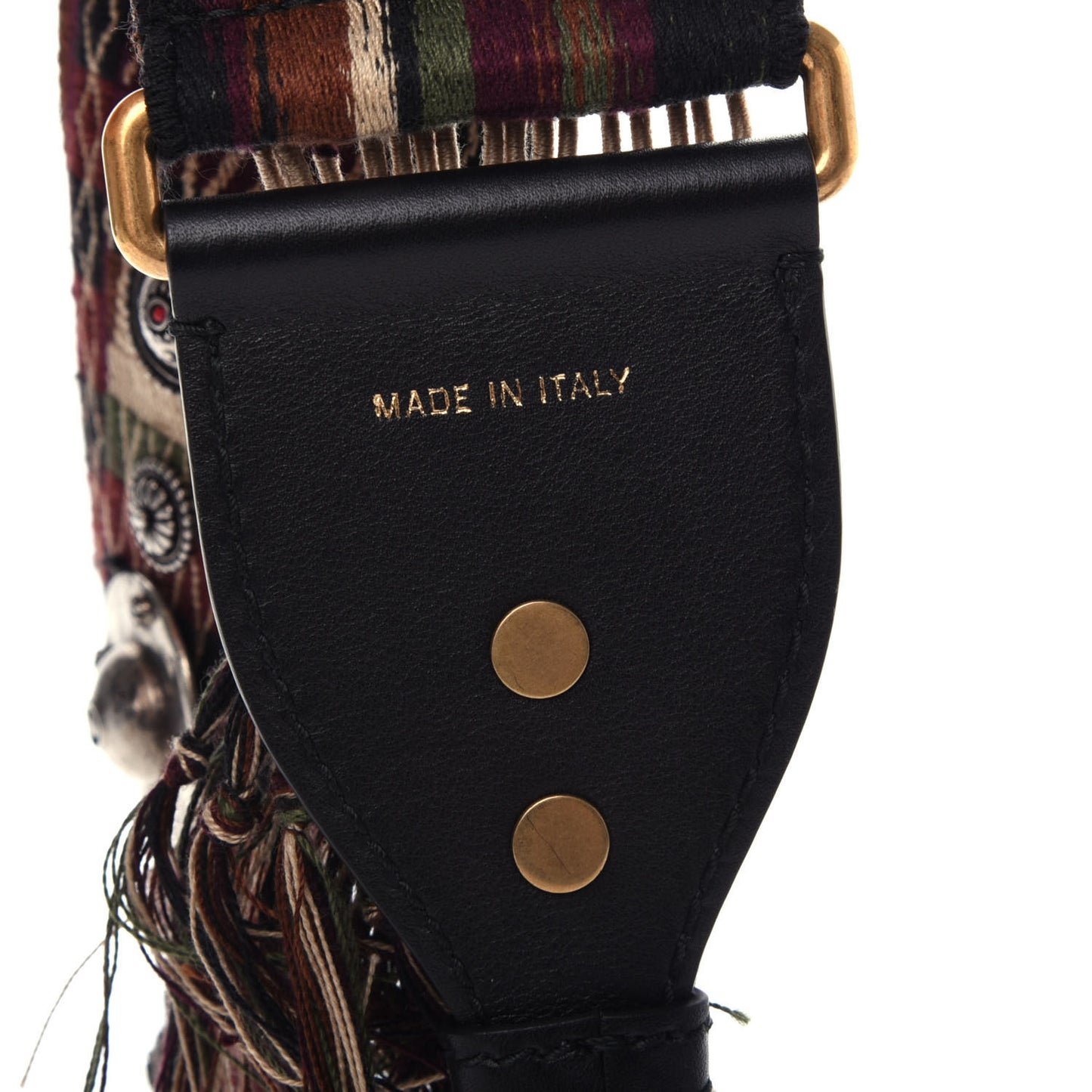Canvas Studded Bohemian-Inspired Shoulder Strap Black