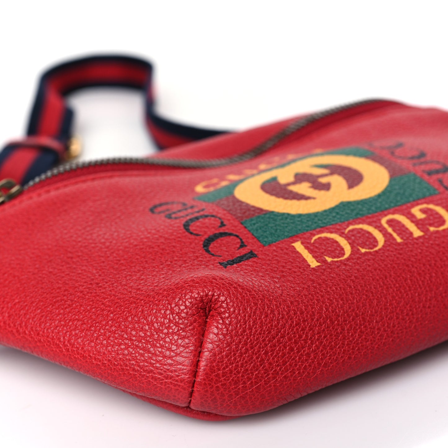 Grained Calfskin Small Logo Belt Bag Hibiscus Red