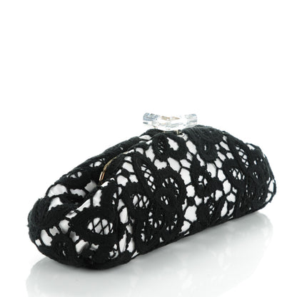 Chanel Lace Timeless Perfume Bottle Top Clutch Black White 3 of 7