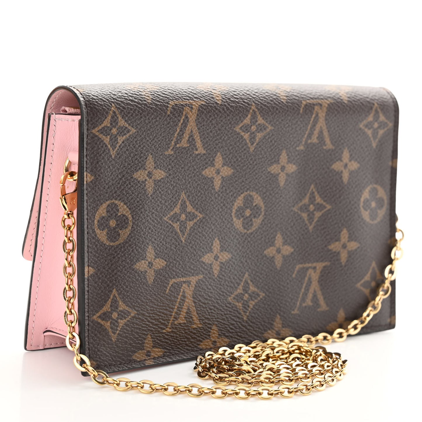 Monogram Flore Chain Wallet Rose Ballerine