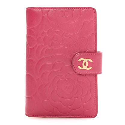 Chanel Lambskin Camellia Embossed L-Zip Pocket Wallet Pink 1 of 9