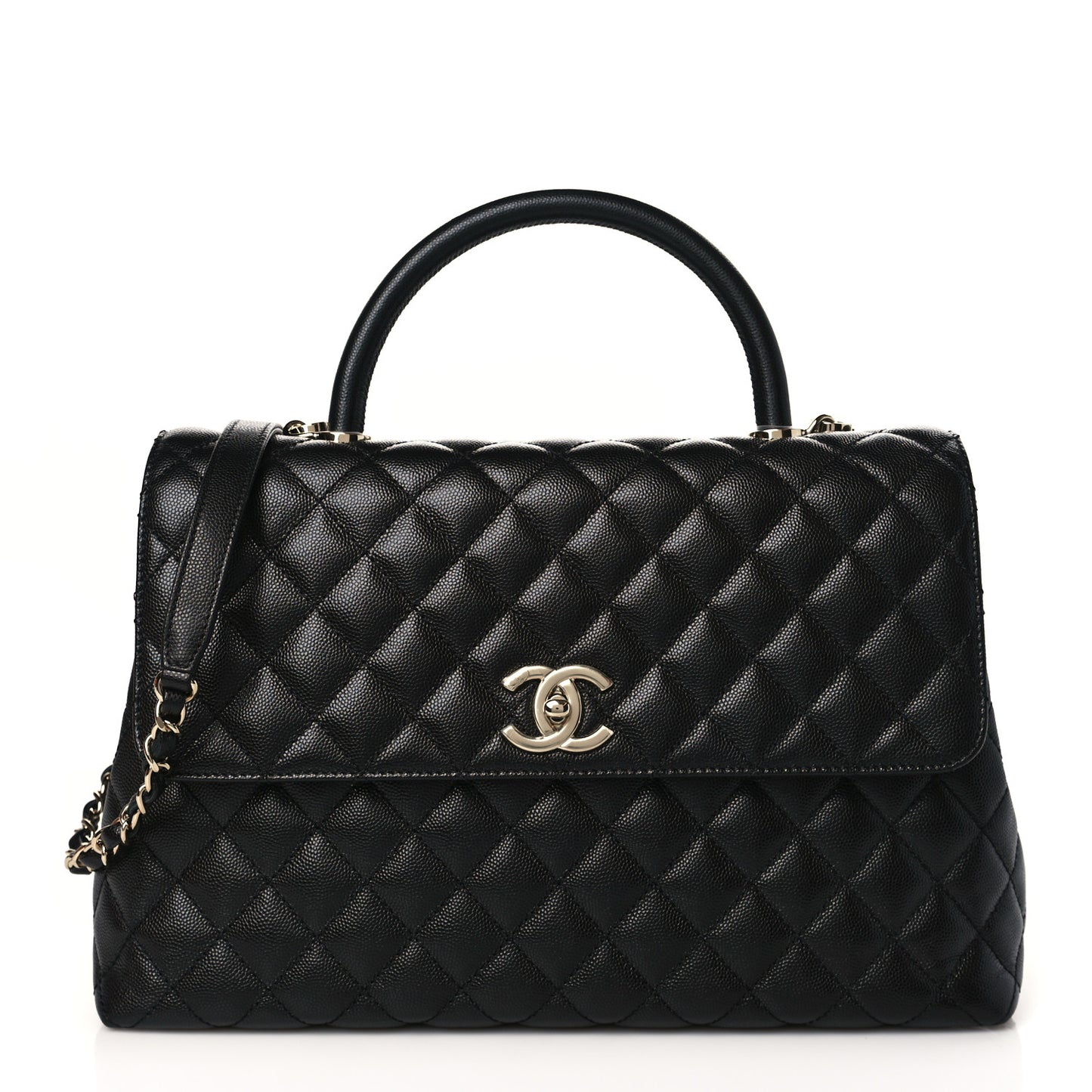 Caviar Quilted Medium Coco Handle Flap Black