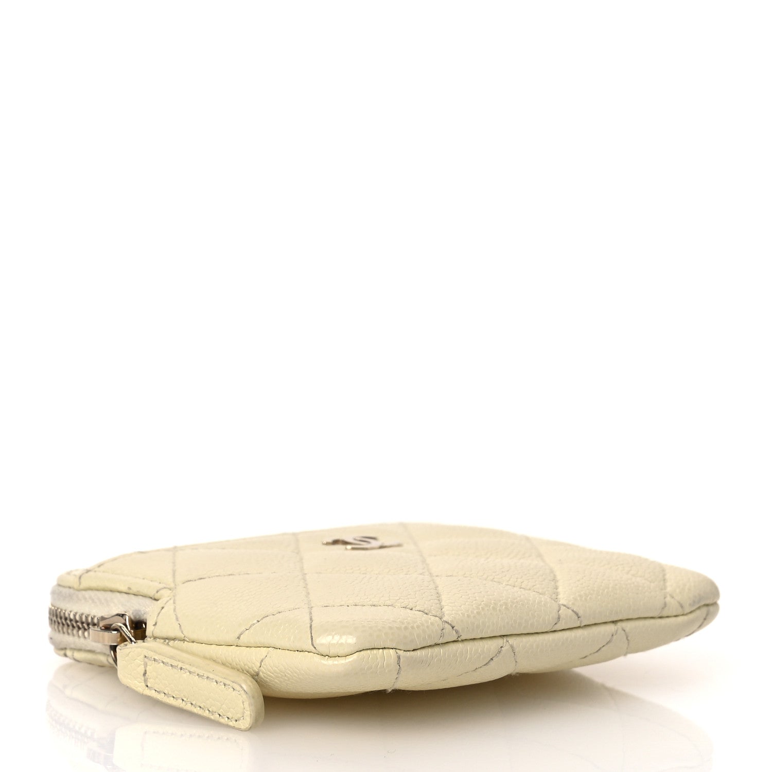 Chanel Caviar Quilted Zip Card Holder Wallet Light Yellow 4 of 14