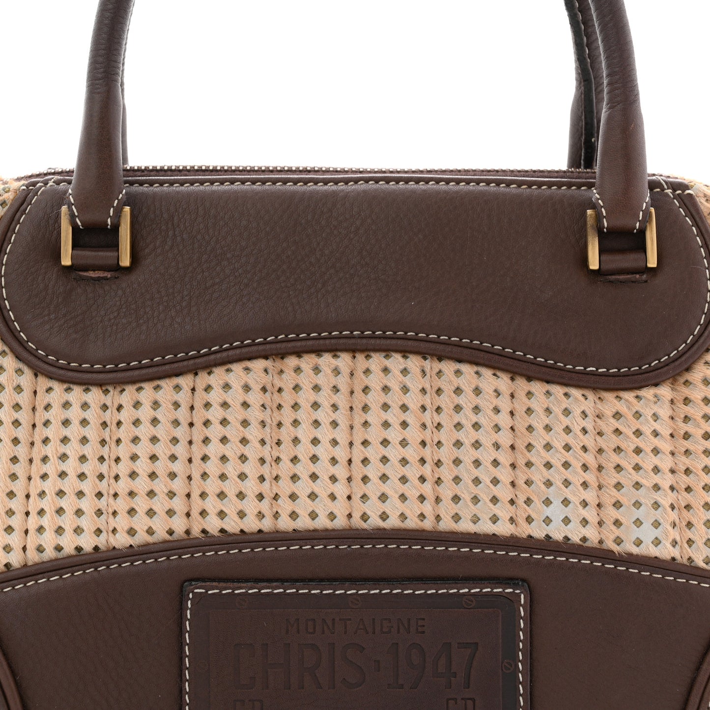 Pony Hair Calfskin Cadillac Tote Brown