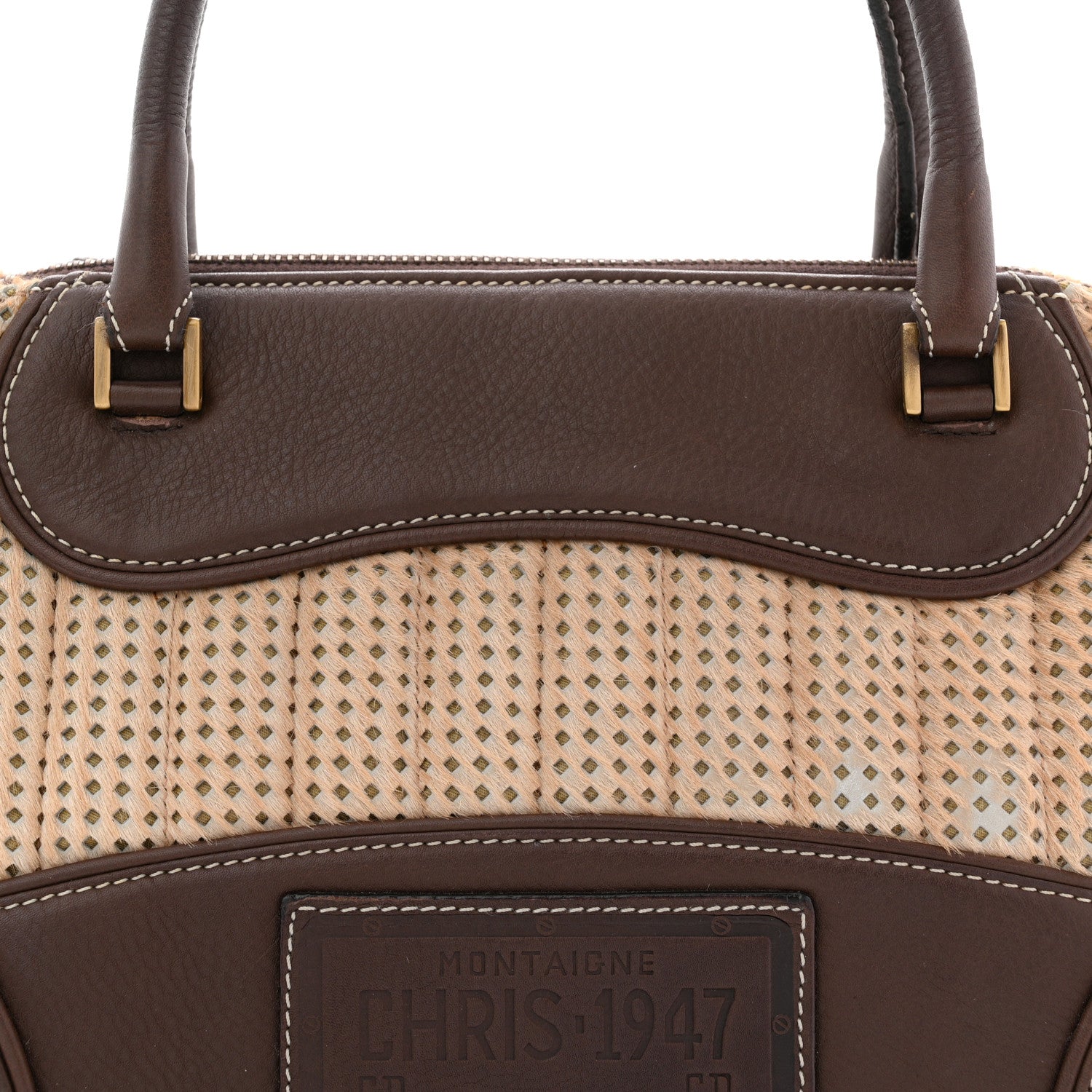 Christian Dior Pony Hair Calfskin Cadillac Tote Brown 8 of 13