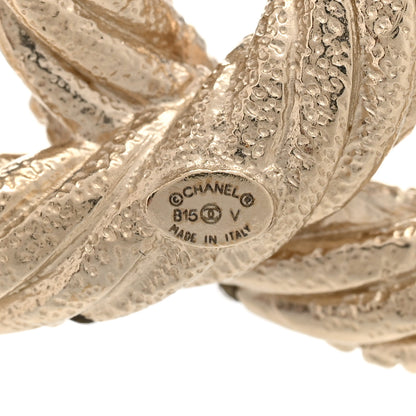Chanel Crystal Twisted CC Brooch Light Gold 4 of 5