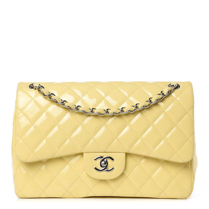 Chanel Patent Quilted Jumbo Double Flap Yellow 1 of 16