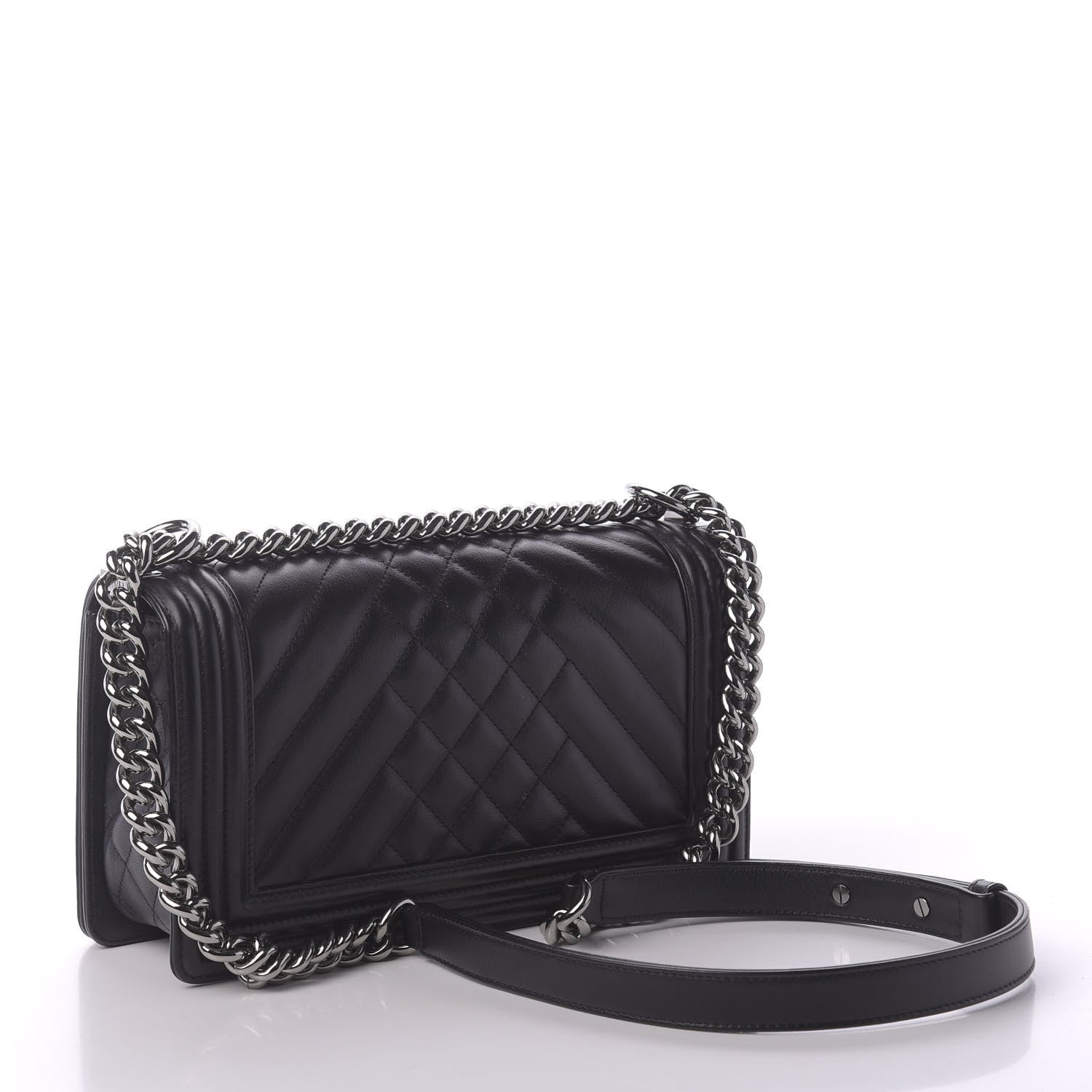 Chanel Calfskin Chevron Quilted Medium Boy Flap Black 3 of 10