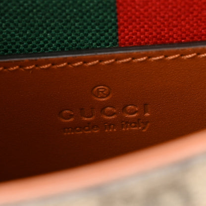 Gucci X DANS LE VERT Textured Dollar Calfskin GG Supreme Monogram Web Mini Horsebit 1955 Shoulder Bag Dusty Azure Beige Ebony 6 of 13
