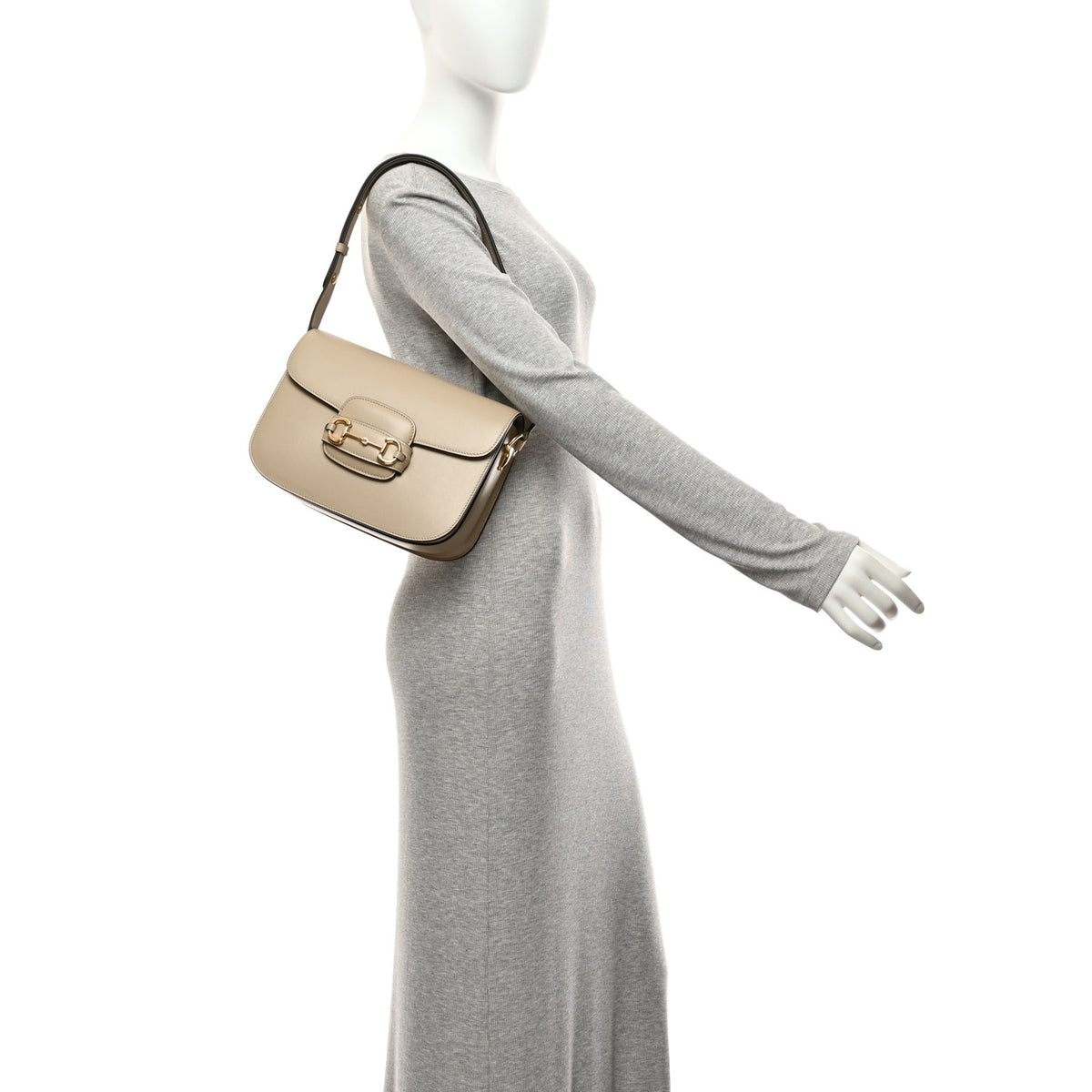 Azalea Calfskin Horsebit 1955 Shoulder Bag  Oatmeal
