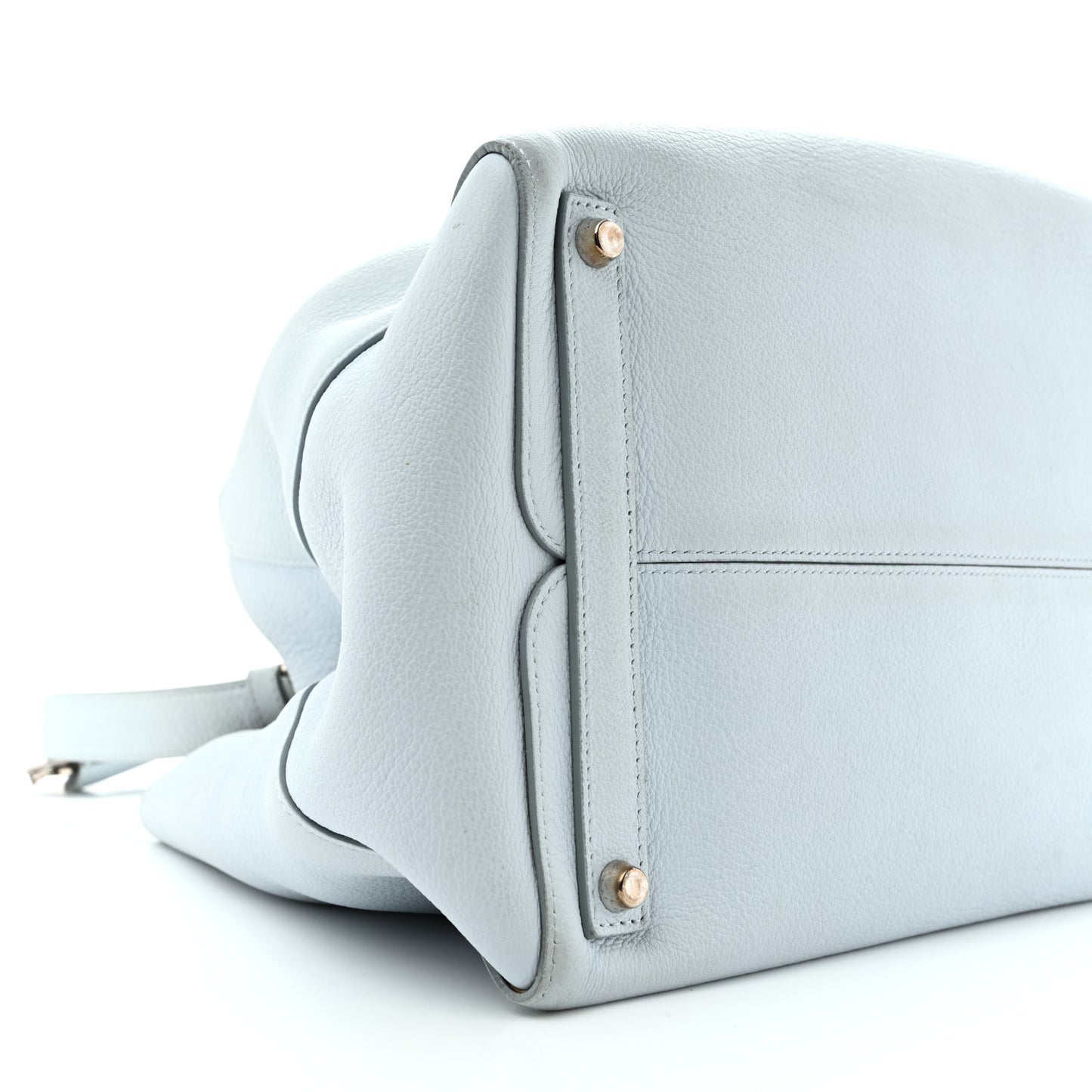 Supple Grained Calfskin Large Open Bar Tote Light Blue