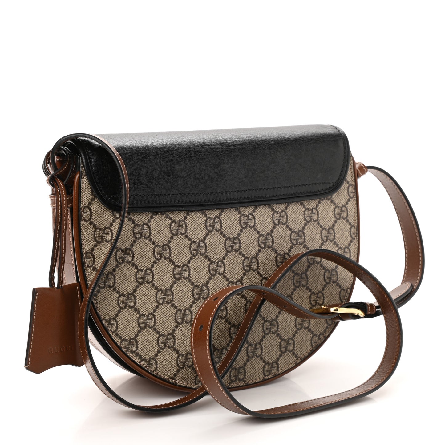 GG Supreme Monogram Calfskin Small Padlock Messenger Shoulder Bag Beige Black Cuir
